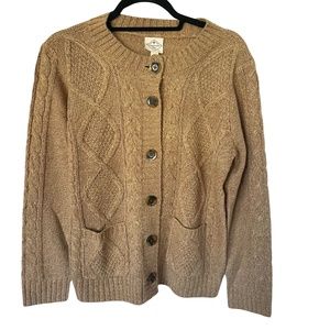 St.John's Bay Women's Cable Knit/ Rib Knit Cardigan Sweater Brown Button…